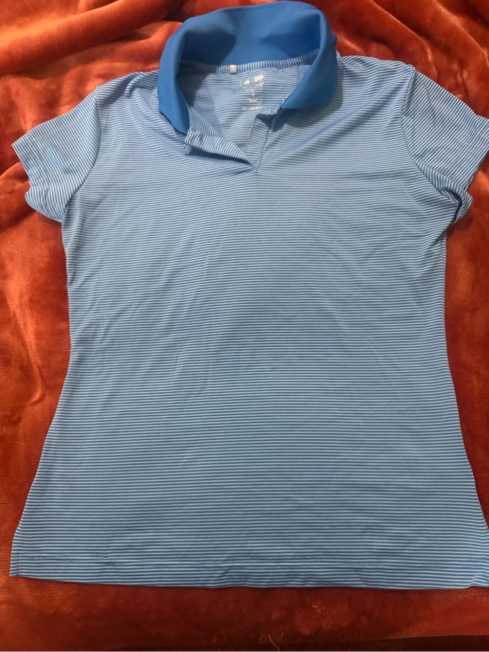 Adidas Golf ClimaLite Women’s Small Blue Striped Performance Polo